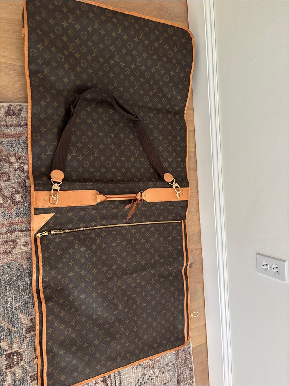Louis Vuitton Brown Monogram Garment Bag with Tan Trim